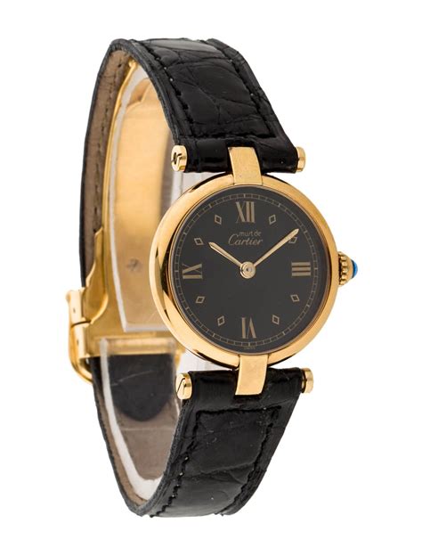 cartier watch black strap|vintage cartier watch leather strap.